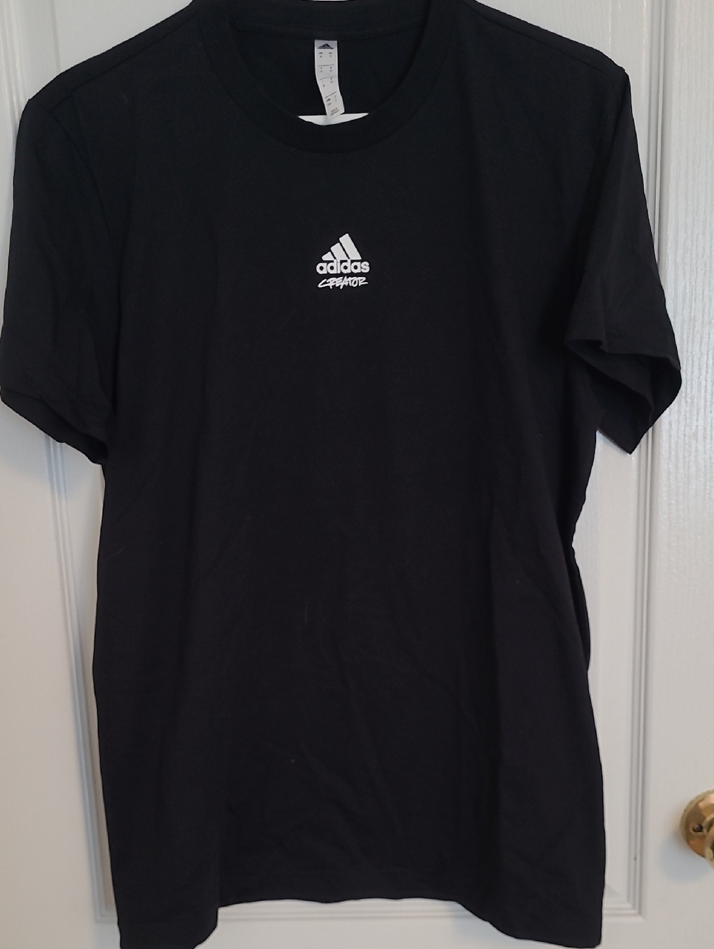 adidas Black Short Sleeve Tee with White Logo Center